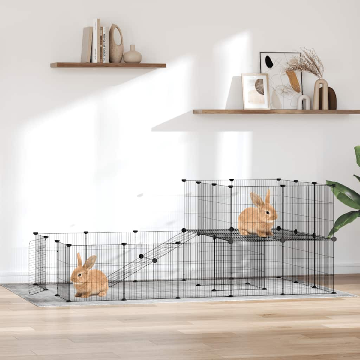 vidaXL Pet Cage | Black | Powder-coated steel | Medium | Expandable | Cage - from vidaXL