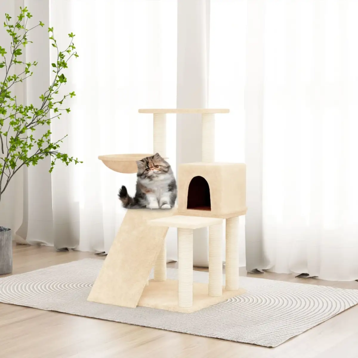vidaXL vidaXL Cat Tree with Sisal Scratching Posts Cream 82 cm - Cat Tree