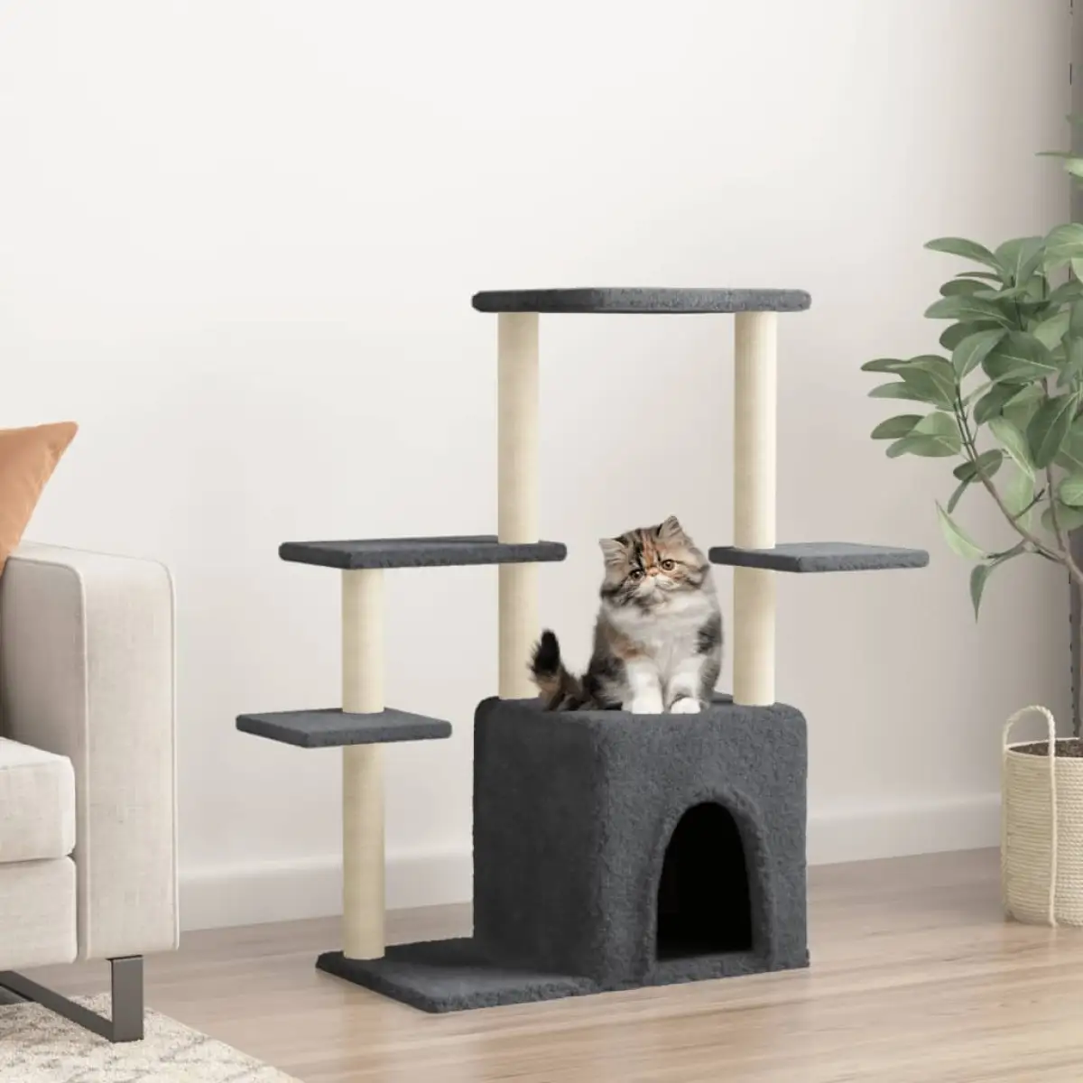 vidaXL vidaXL Cat Tree with Sisal Scratching Posts Cream 97.5 cm - Cat Tree