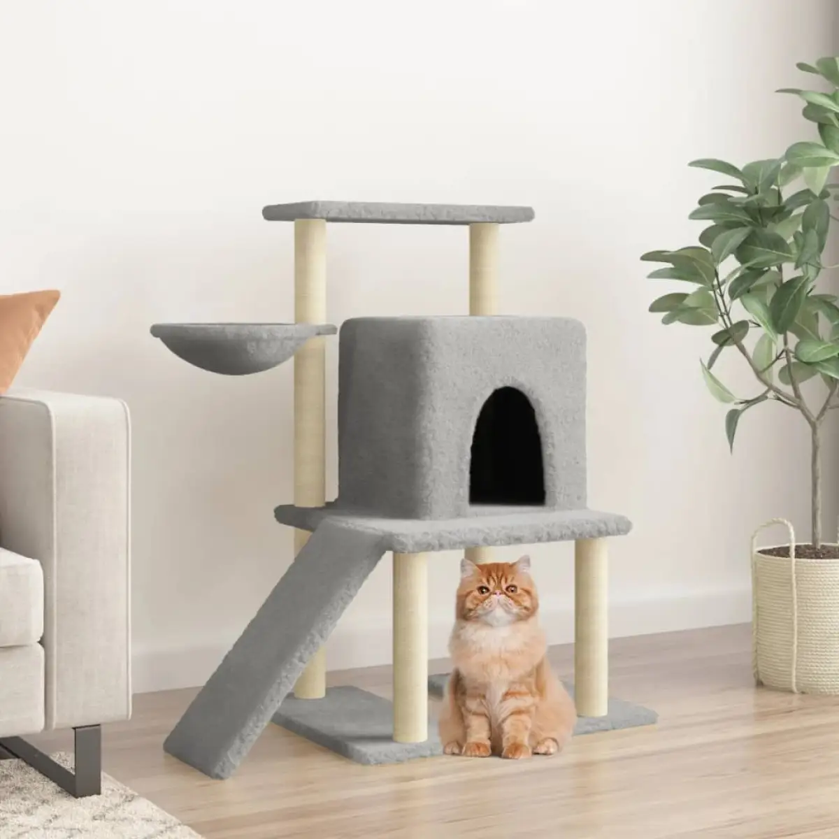 vidaXL vidaXL Cat Tree with Sisal Scratching Posts Cream 96.5 cm - Cat Tree