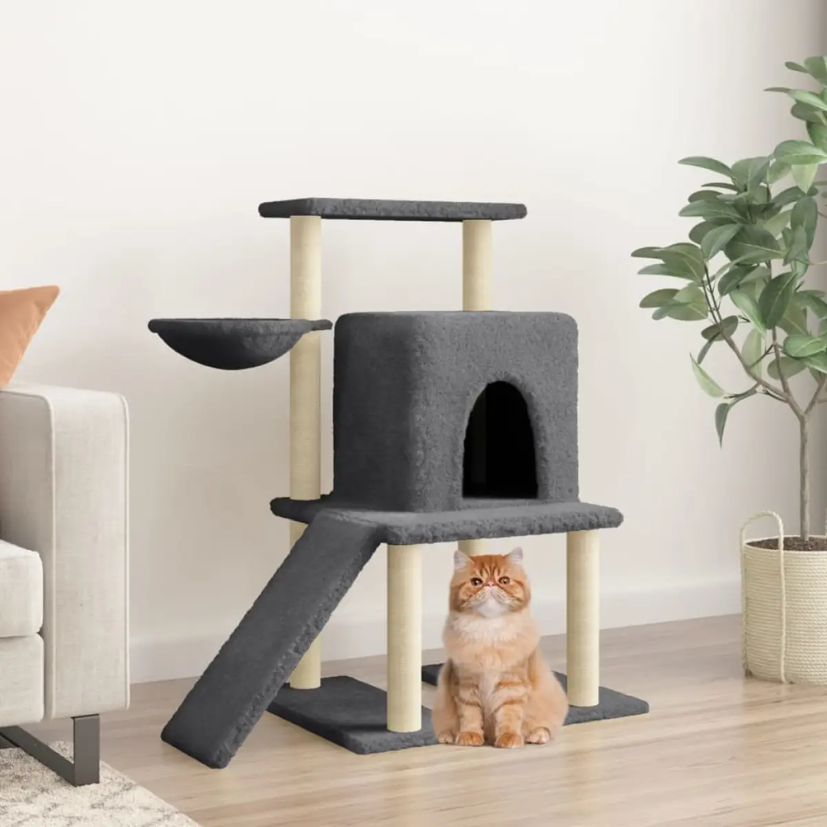 vidaXL vidaXL Cat Tree with Sisal Scratching Posts Cream 96.5 cm - Cat Tree