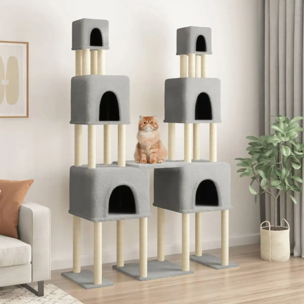 vidaXL vidaXL Cat Tree with Sisal Scratching Posts Cream 199 cm - Cat Tree