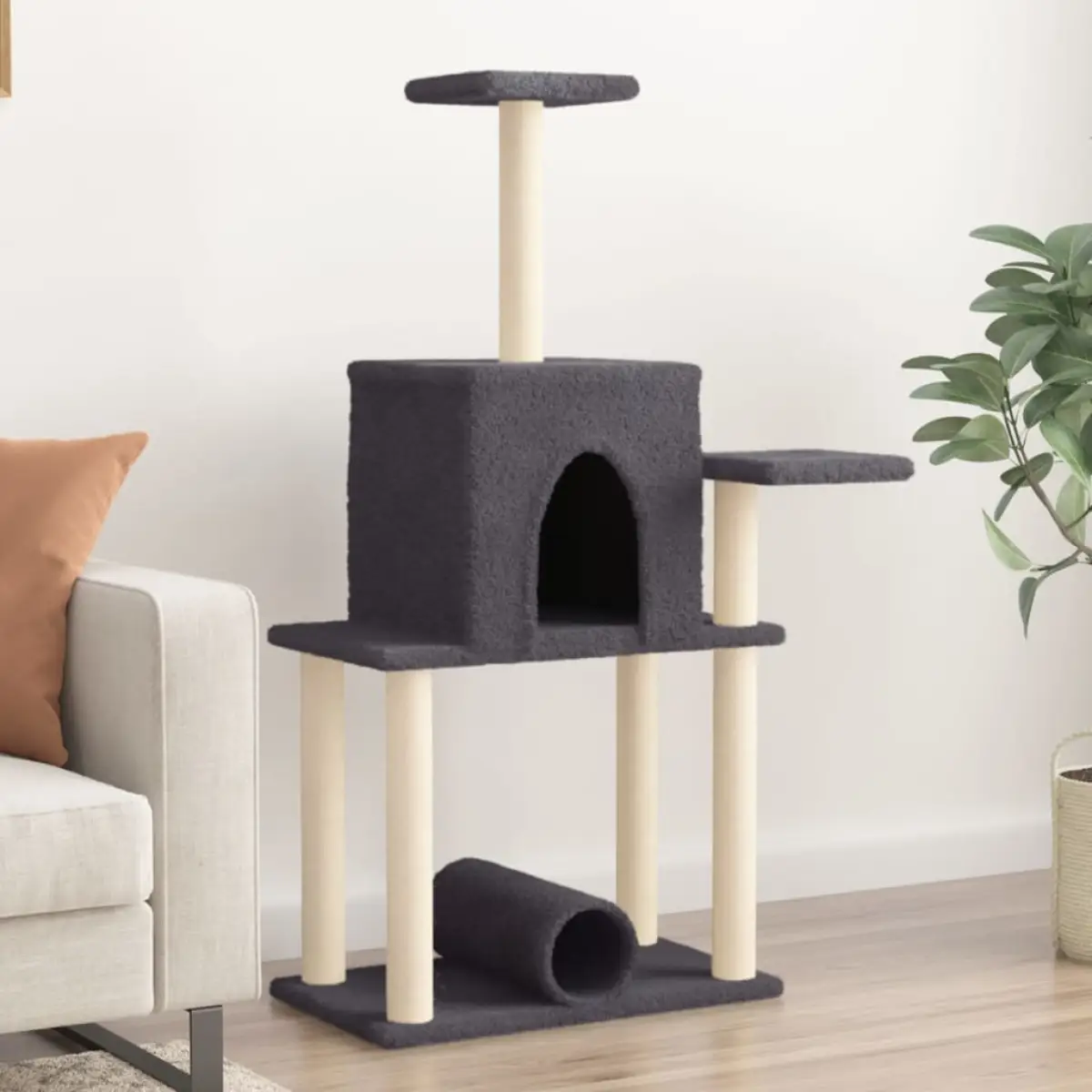 vidaXL vidaXL Cat Tree with Sisal Scratching Posts Cream 122 cm - Cat Tree