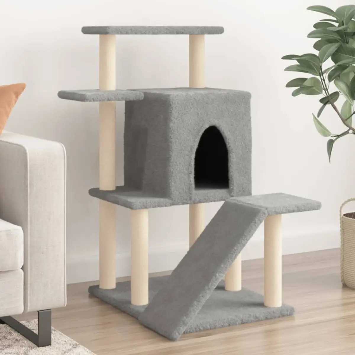 vidaXL vidaXL Cat Tree with Sisal Scratching Posts Light Grey 97 cm - Cat Tree