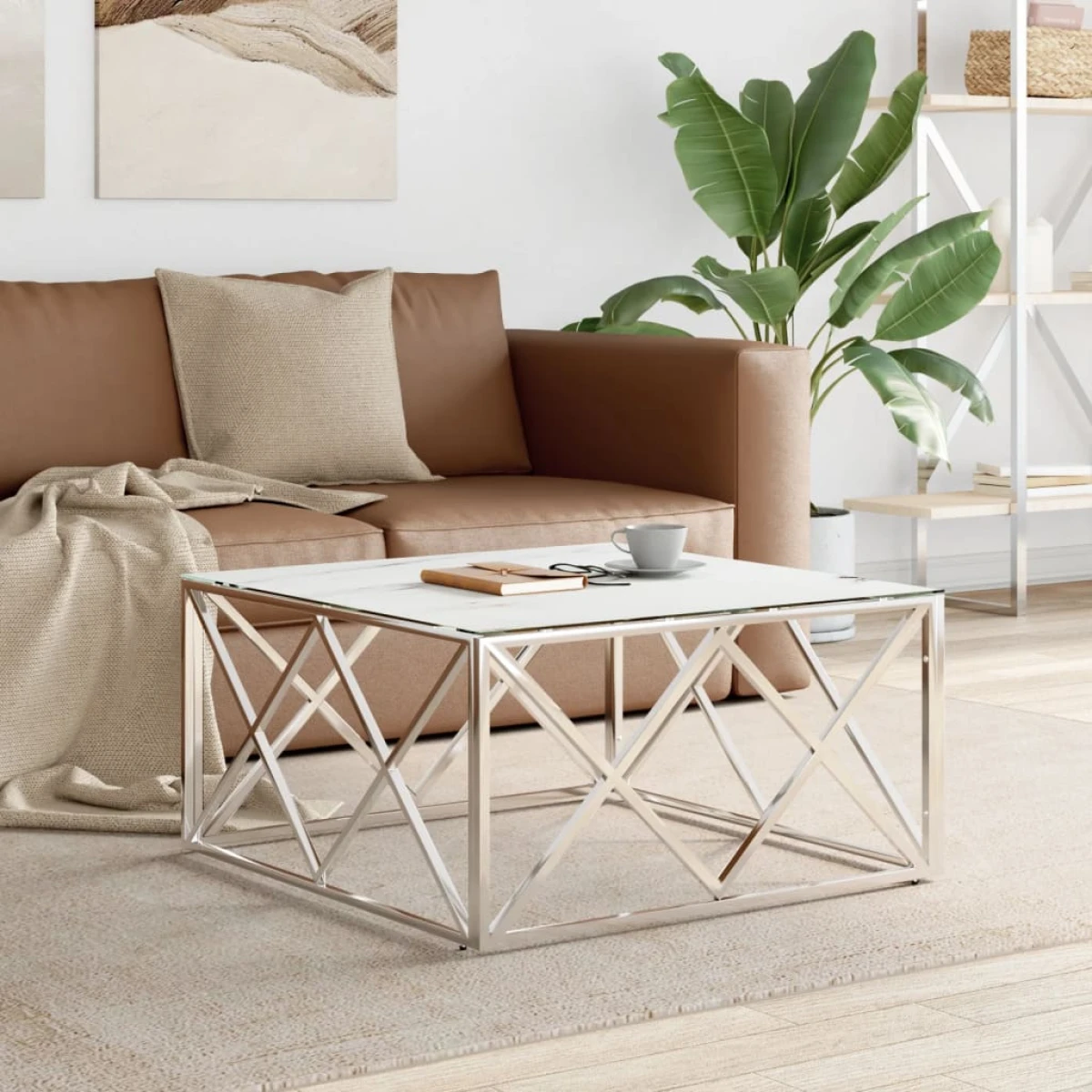 vidaXL VidaXL Coffee Table Compact Stainless Steel Frame - Coffee Table