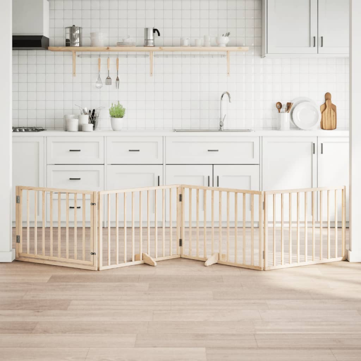 vidaXL Dog Gate Foldable 3 Panels 150 cm Poplar Wood - from vidaXL