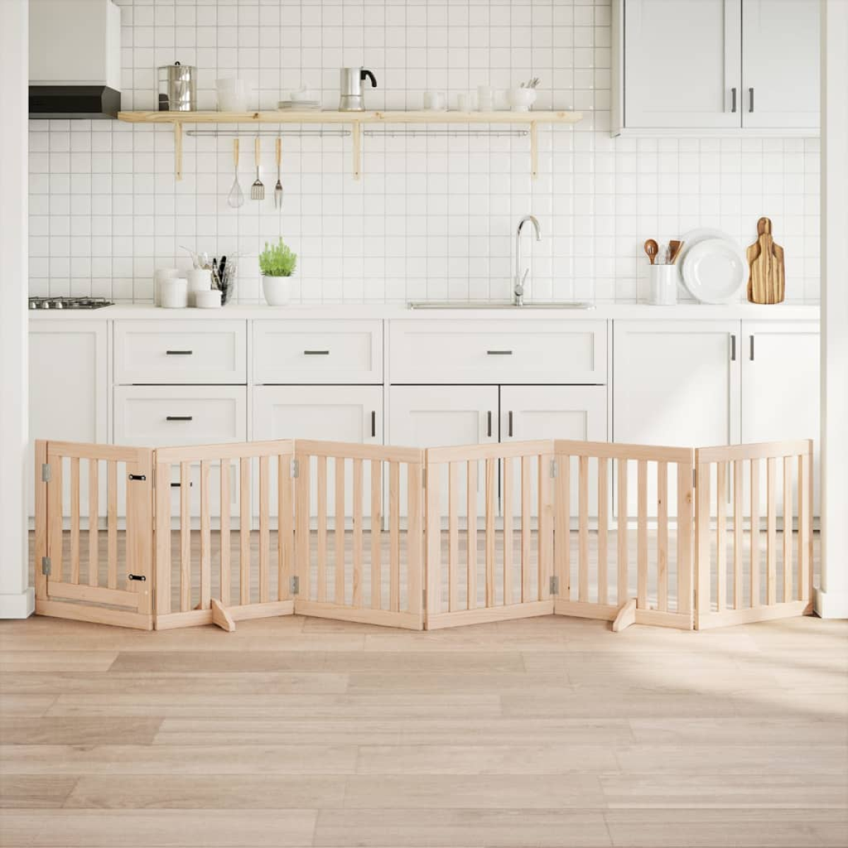 vidaXL Dog Gate Foldable 3 Panels 150 cm Poplar Wood - from vidaXL