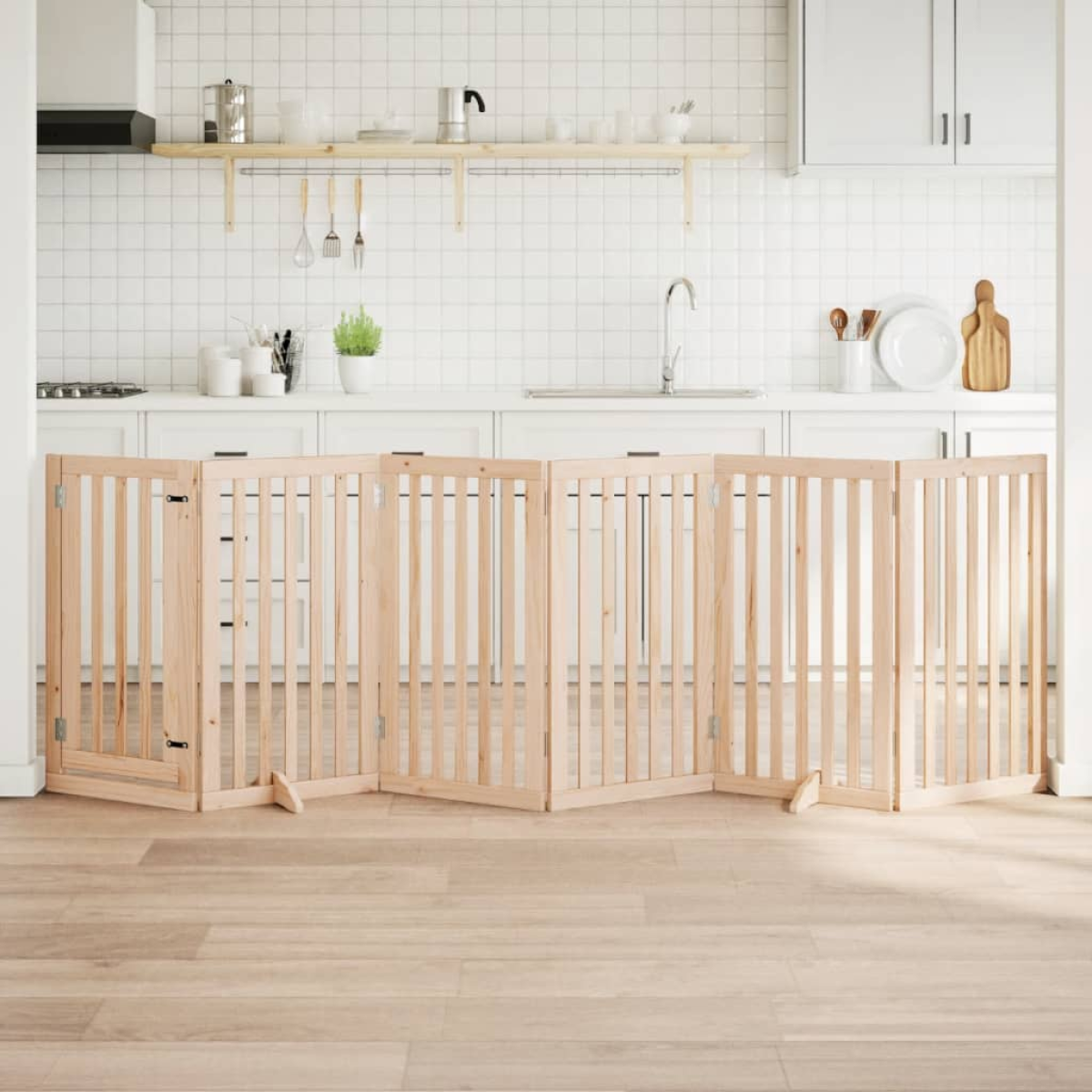vidaXL Dog Gate Foldable 3 Panels 150 cm Poplar Wood - from vidaXL