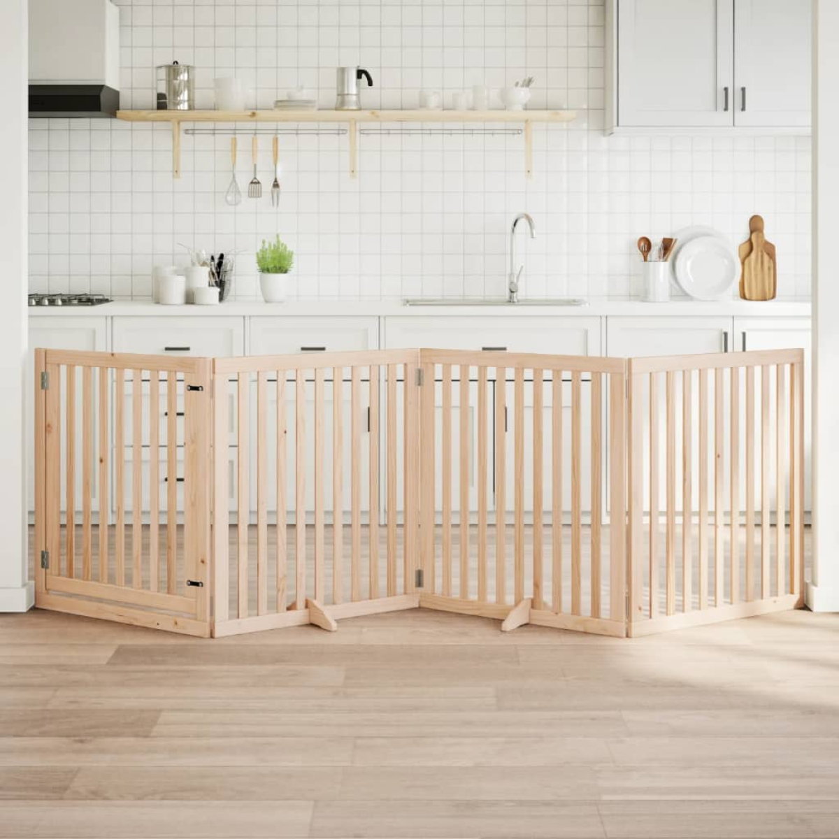 vidaXL Dog Gate Foldable 3 Panels 150 cm Poplar Wood - from vidaXL