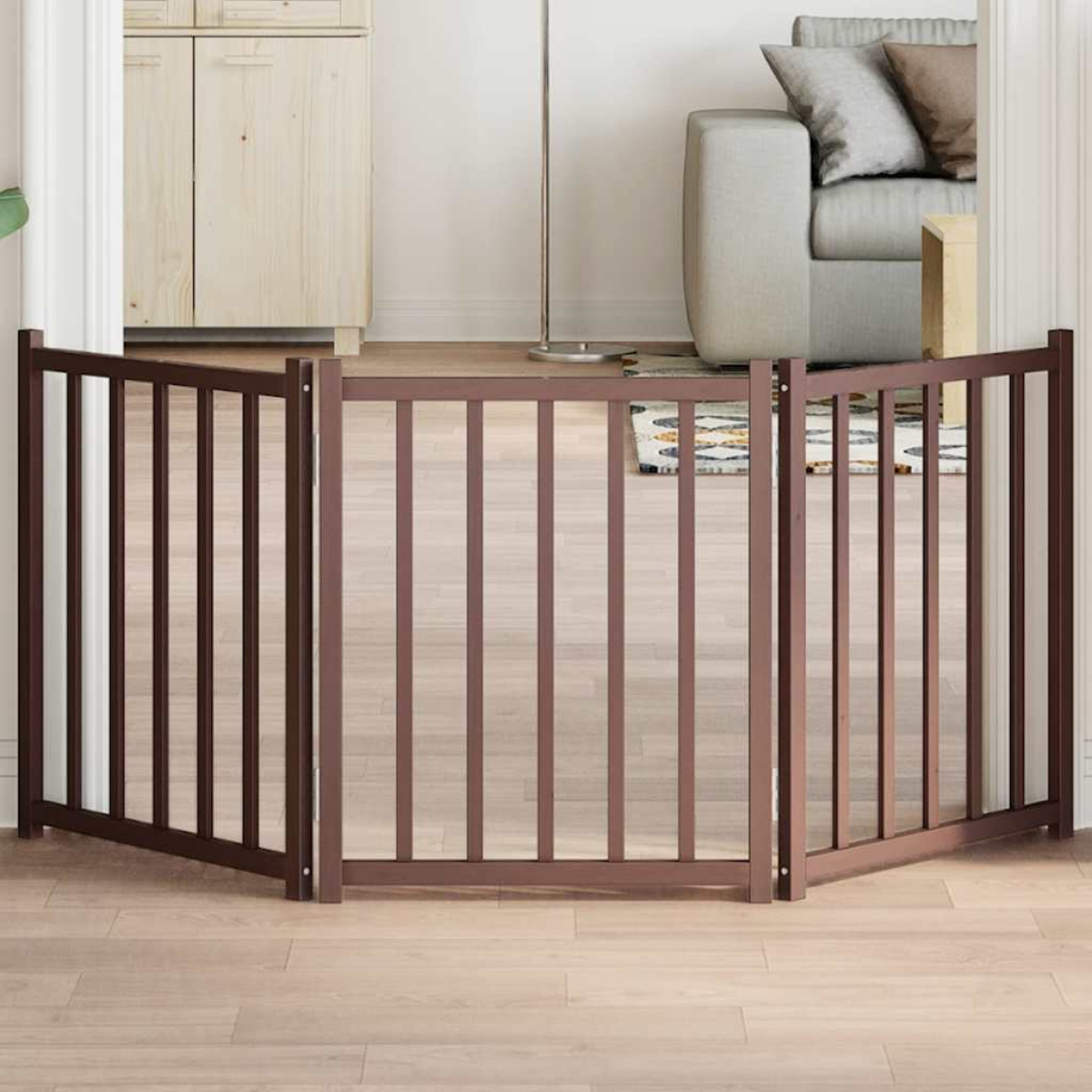 vidaXL Dog Gate Foldable 3 Panels 150 cm Solid Wood Fir - from vidaXL
