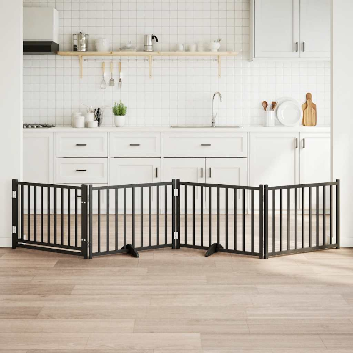 vidaXL Dog Gate Foldable 3 Panels 150 cm Solid Wood Fir - from vidaXL