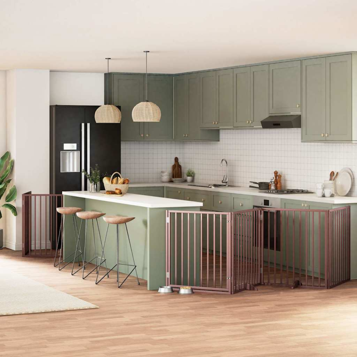 vidaXL Dog Gate with Door Foldable 9 Panels 450 cm Poplar Wood - from vidaXL