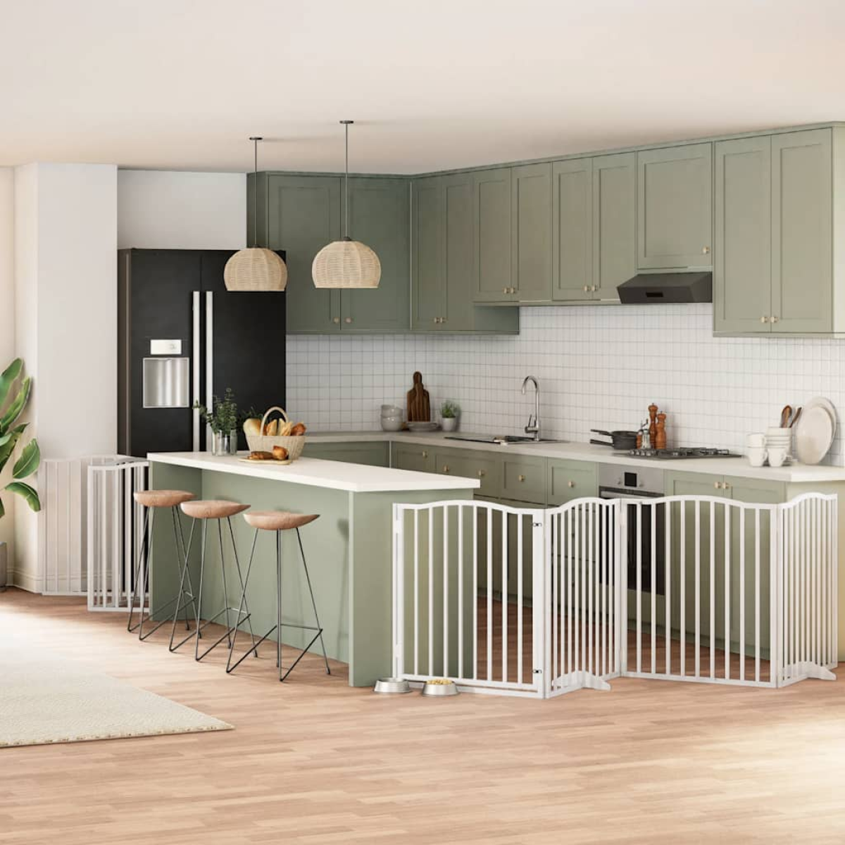 vidaXL Dog Gate with Door Foldable 9 Panels 450 cm Poplar Wood - from vidaXL