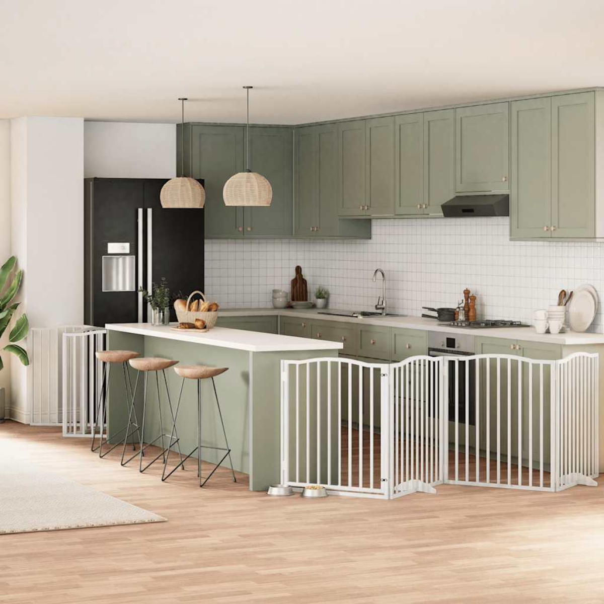 vidaXL Dog Gate with Door Foldable 9 Panels 450 cm Poplar Wood - from vidaXL