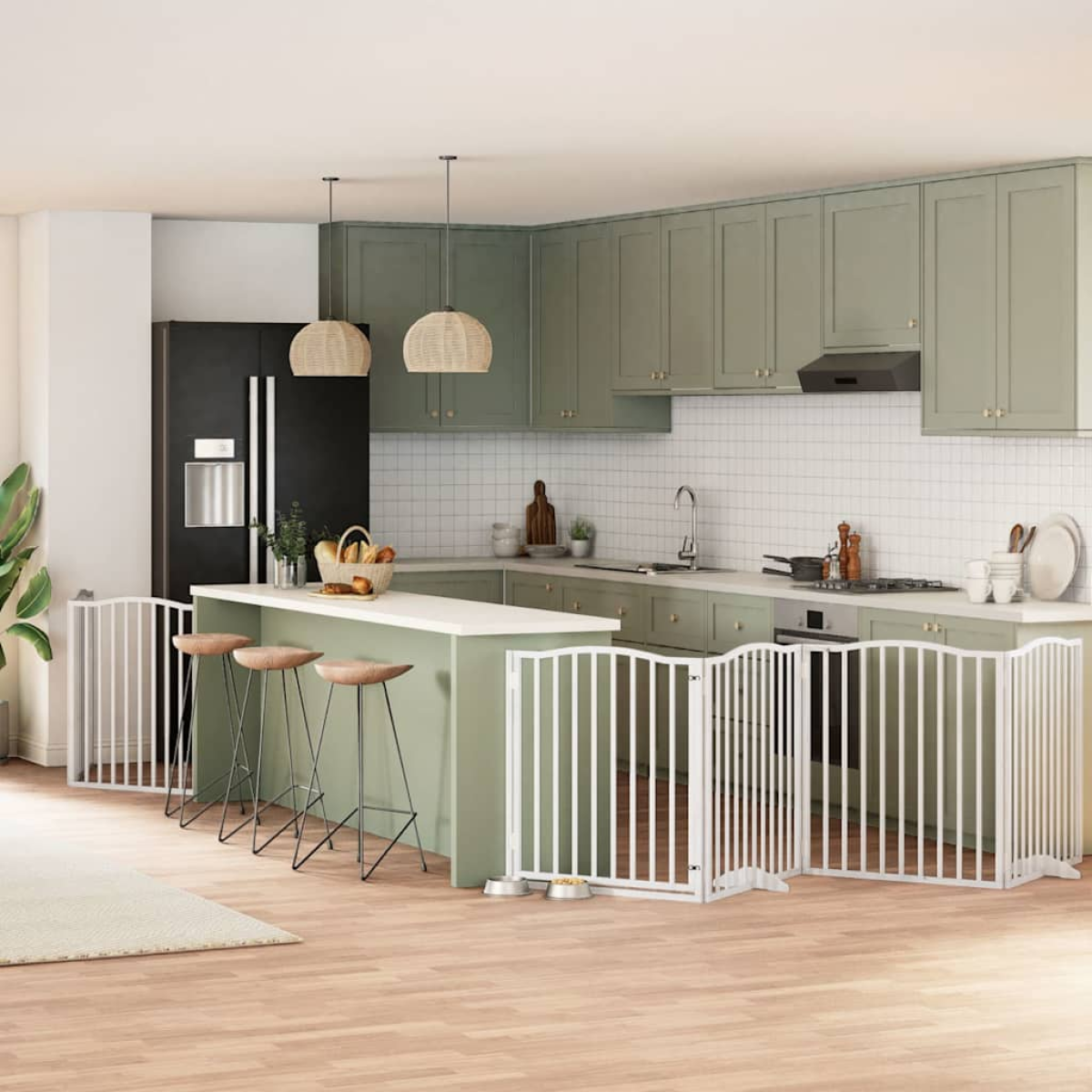 vidaXL Dog Gate with Door Foldable 9 Panels 450 cm Poplar Wood - from vidaXL