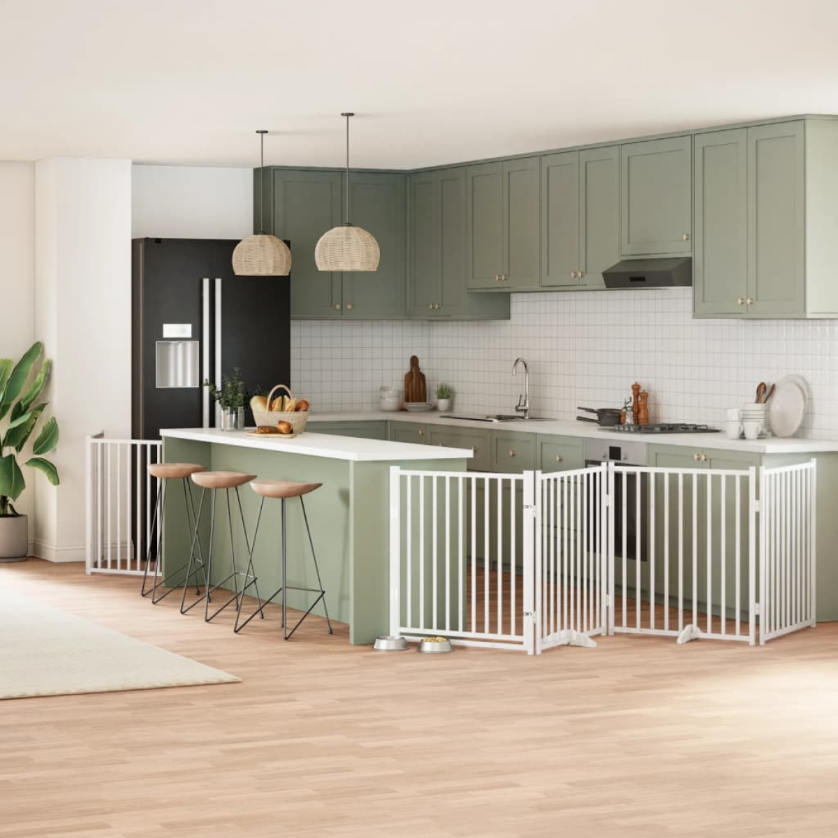 vidaXL Dog Gate with Door Foldable 9 Panels 450 cm Poplar Wood - from vidaXL