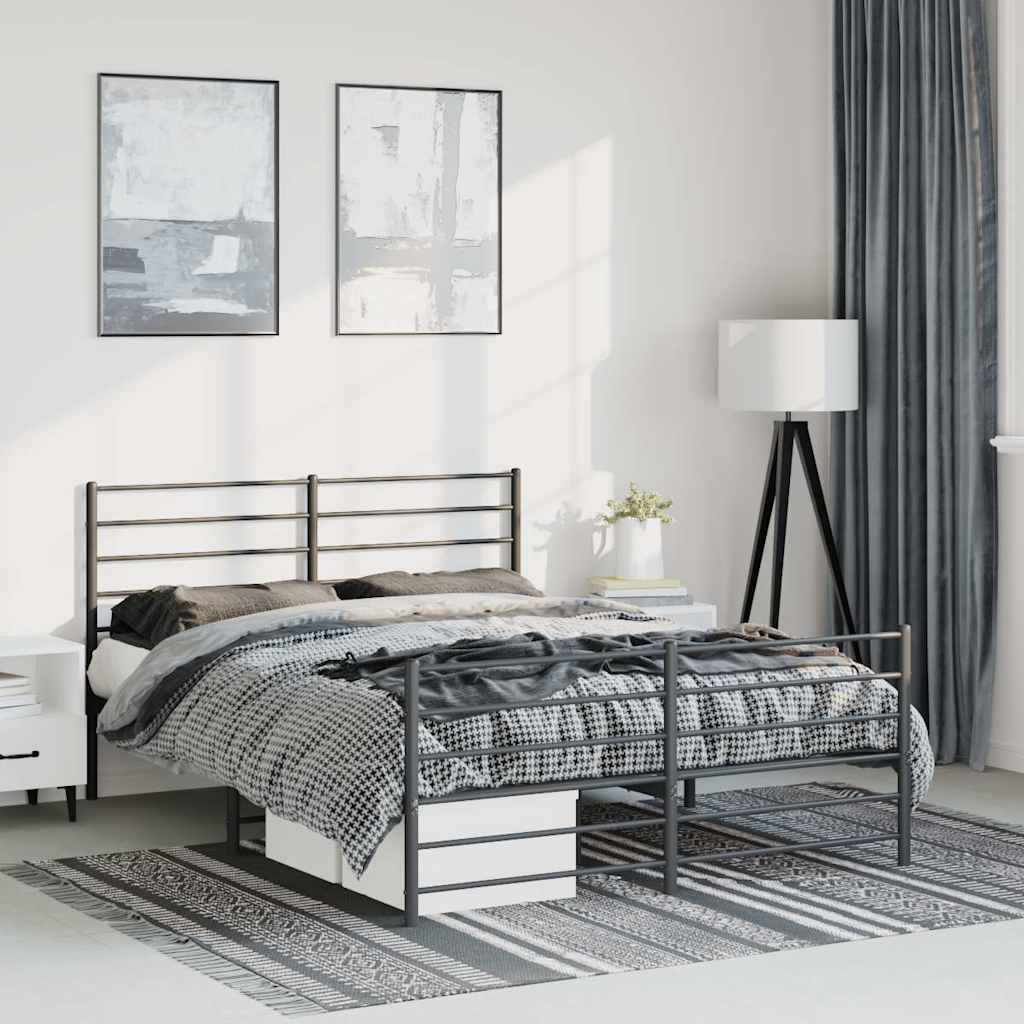 vidaXL Metal Bed Frame without Mattress with Headboard Black 75x190cm - from vidaXL