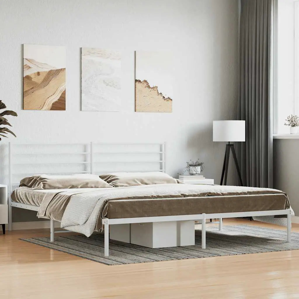 vidaXL Metal Bed Frame without Mattress with Headboard Black 75x190cm - from vidaXL