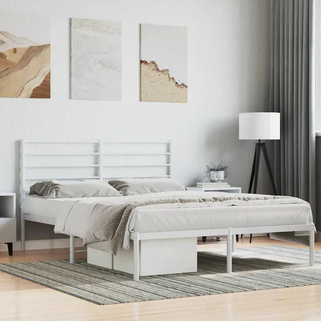 vidaXL Metal Bed Frame without Mattress with Headboard Black 75x190cm - from vidaXL