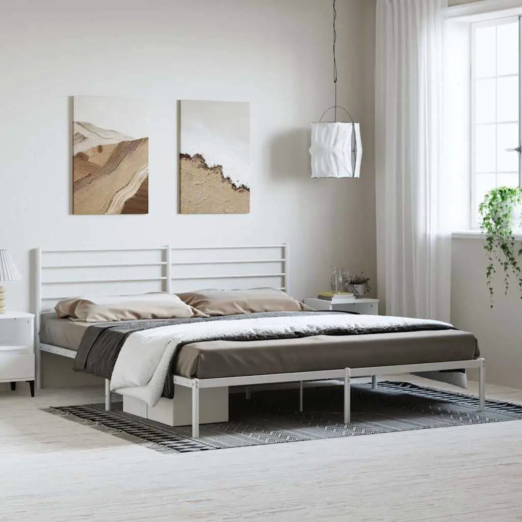 vidaXL Metal Bed Frame without Mattress with Headboard Black 75x190cm - from vidaXL