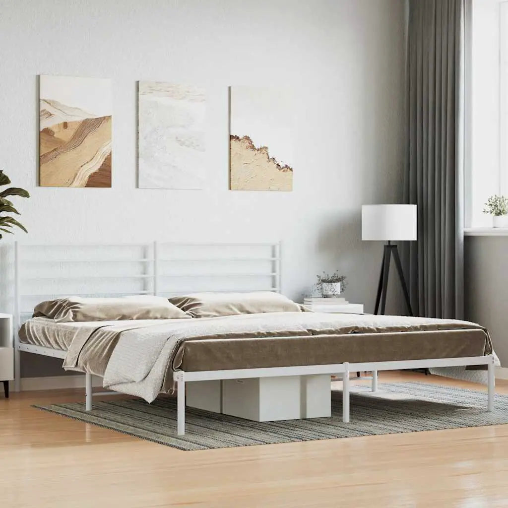 vidaXL Metal Bed Frame without Mattress with Headboard Black 75x190cm - from vidaXL