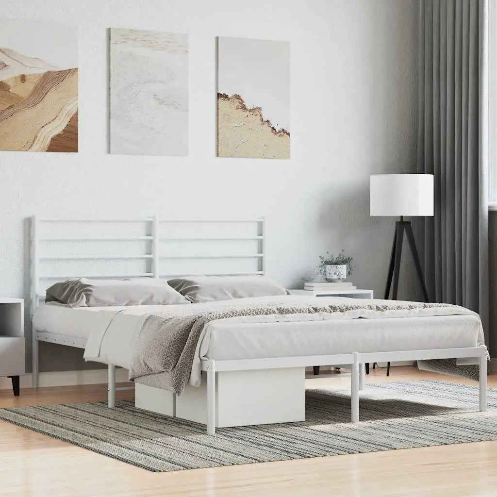 vidaXL Metal Bed Frame without Mattress with Headboard Black 75x190cm - from vidaXL