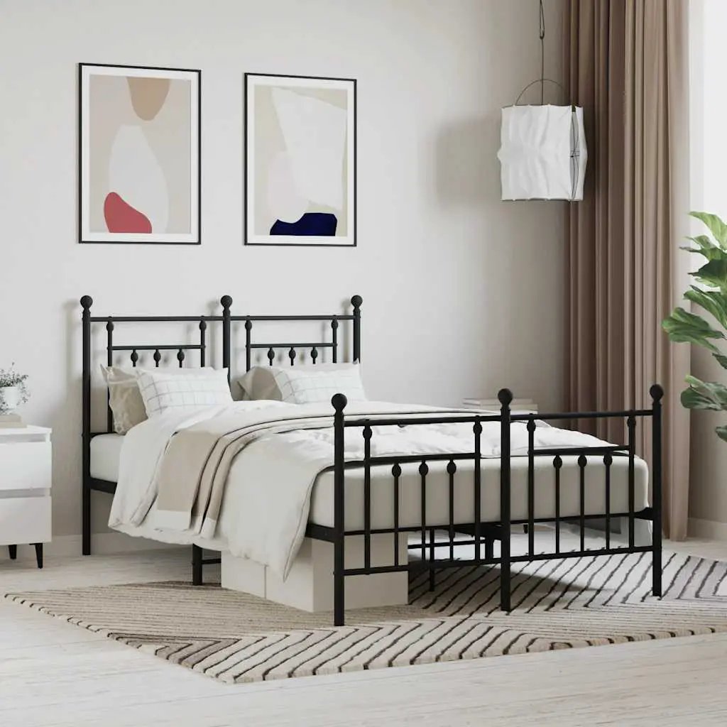 vidaXL Bed Frame | Black | Powder-Coated Steel | Small Single | Bed Frame - from vidaXL