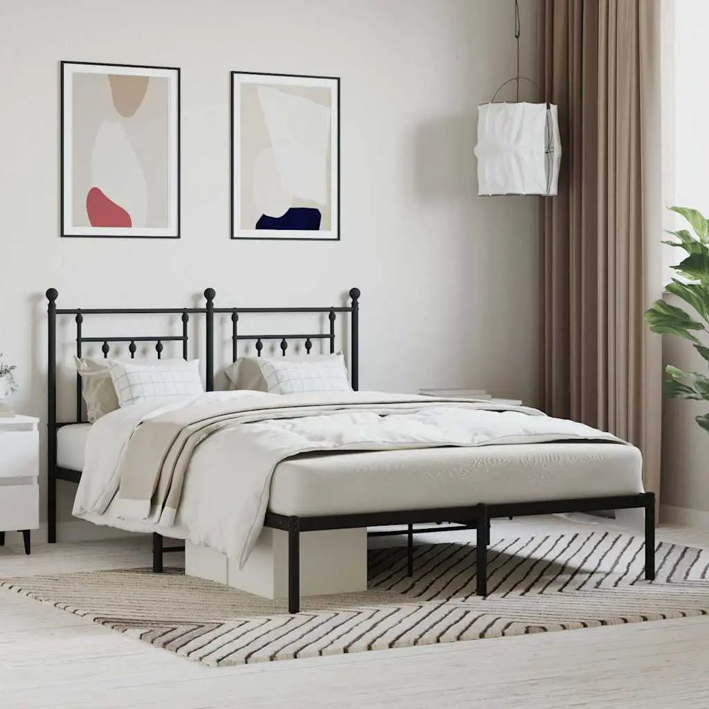 vidaXL Bed Frame | Black | Powder-Coated Steel | Small Single | Bed Frame - from vidaXL