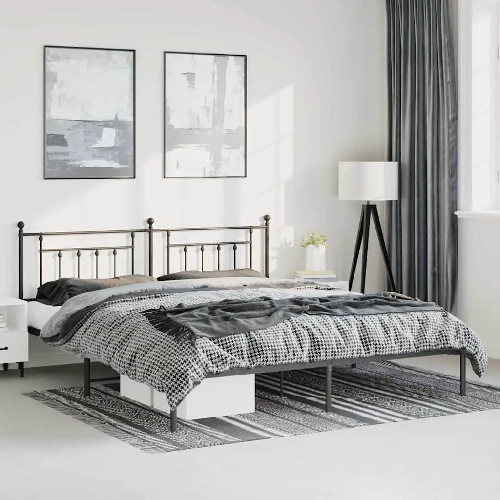 vidaXL Bed Frame | Black | Powder-Coated Steel | Small Single | Bed Frame - from vidaXL