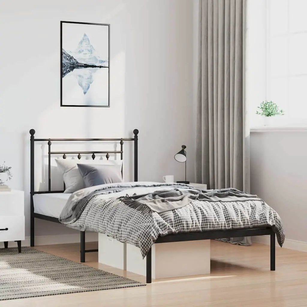 vidaXL Bed Frame | Black | Powder-Coated Steel | Small Single | Bed Frame - from vidaXL