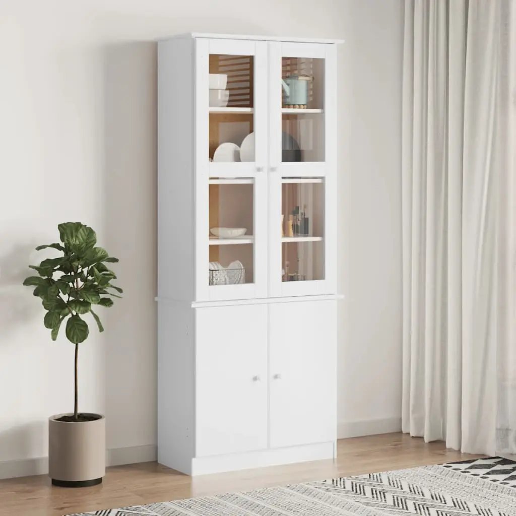 vidaXL vidaXL Glass Display Cabinet ALTA 77x35x186.5 cm Solid Wood Pine - Display Cabinet