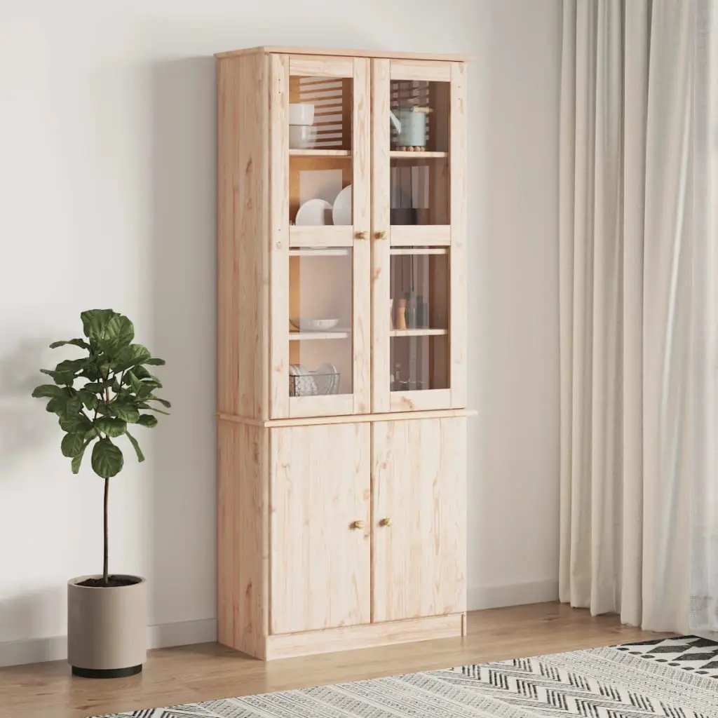 vidaXL vidaXL Glass Display Cabinet ALTA 77x35x186.5 cm Solid Wood Pine - Display Cabinet
