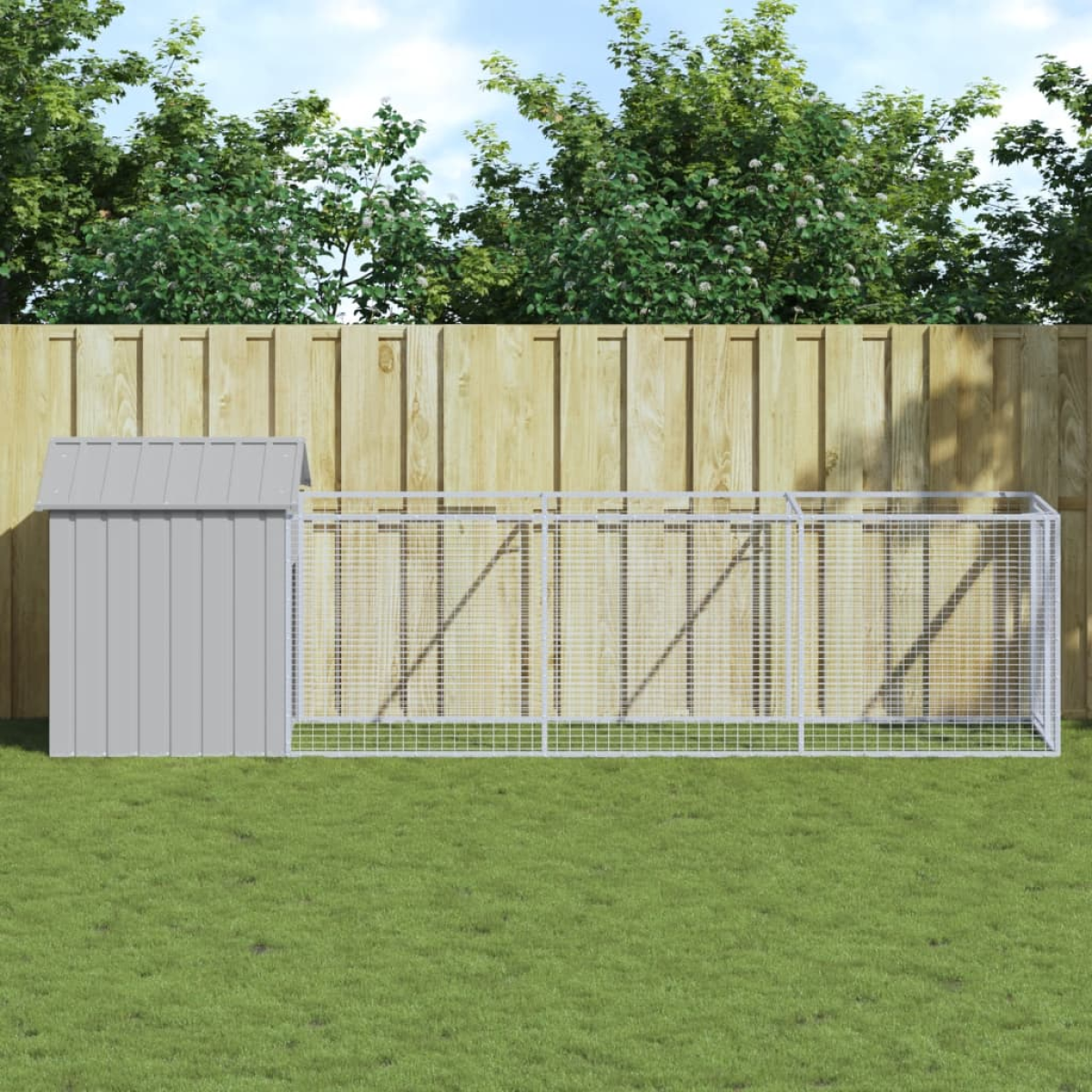 vidaXL Dog House with Roof Anthracite 117x405x123 cm Galvanised Steel - from vidaXL