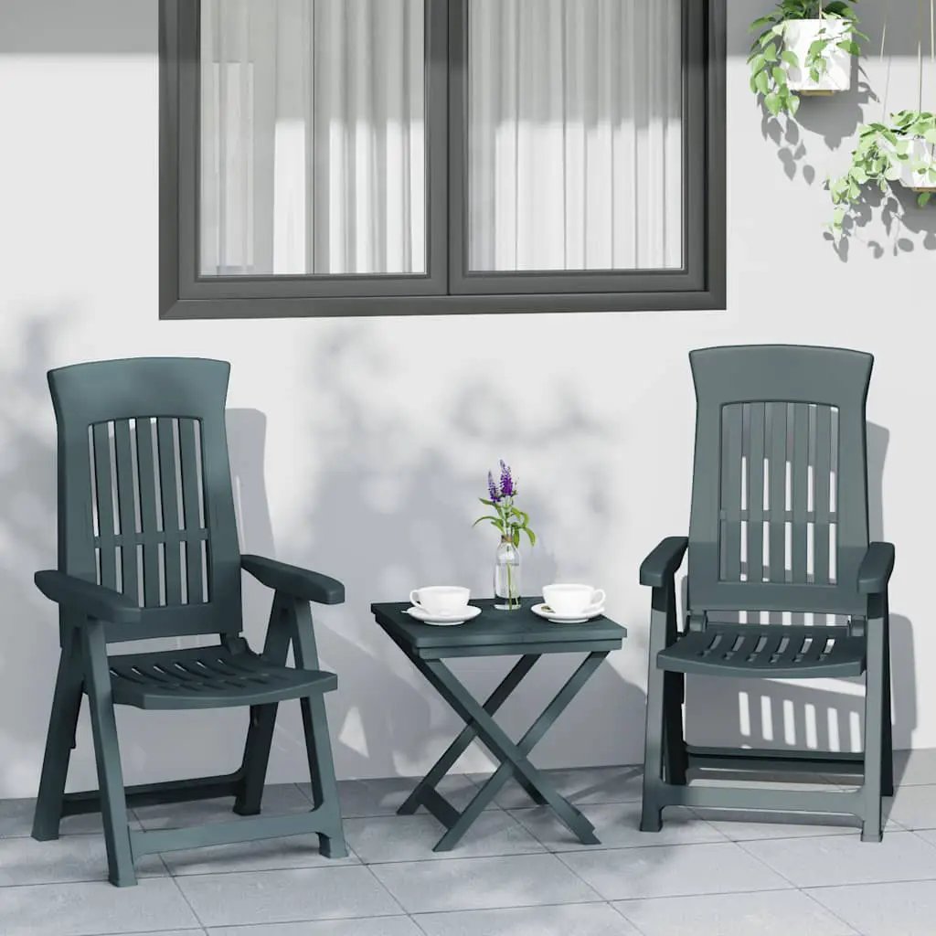 vidaXL vidaXL Garden Reclining Chairs 2 pcs Green PP - Garden Chairs