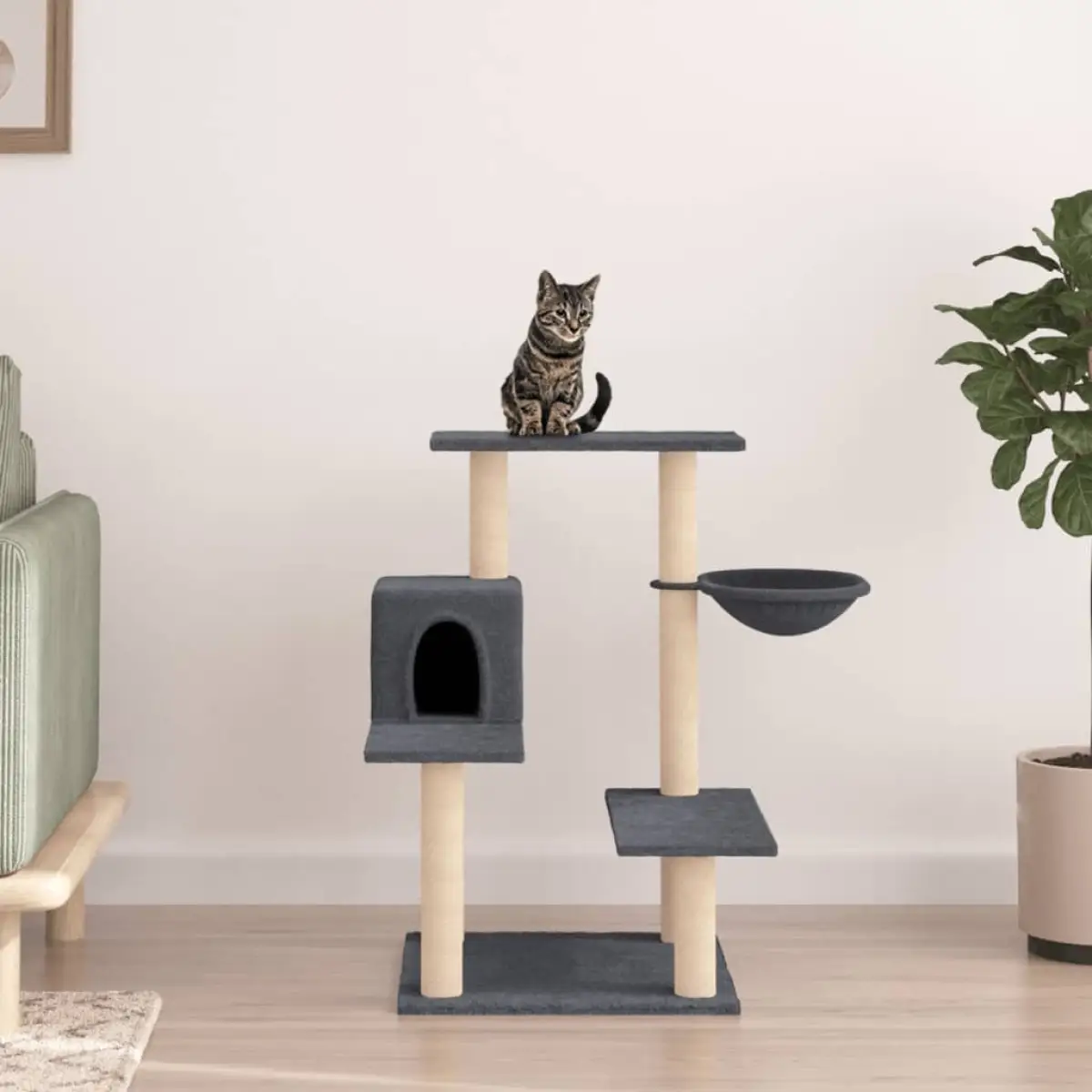 vidaXL vidaXL Cat Tree with Sisal Scratching Posts Cream 82.5 cm - Cat Tree
