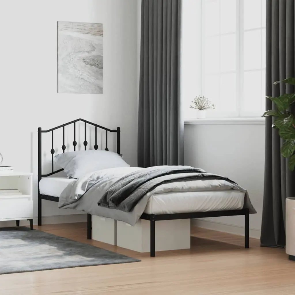 vidaXL Bed Frame | Black | Steel | Single | Bed Frame | Rectangular | Modern - from vidaXL