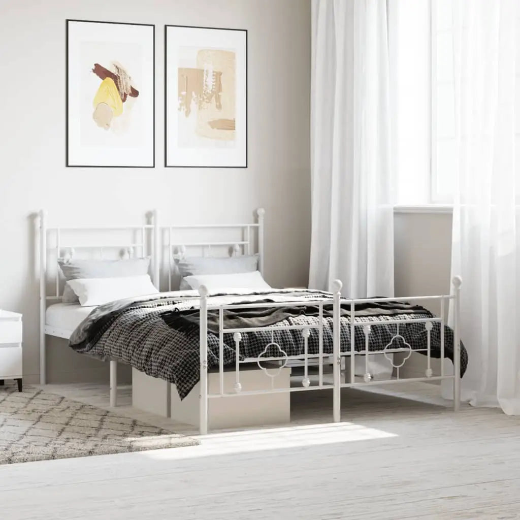 vidaXL Metal Bed Frame without Mattress with Headboard Black 75x190cm - from vidaXL