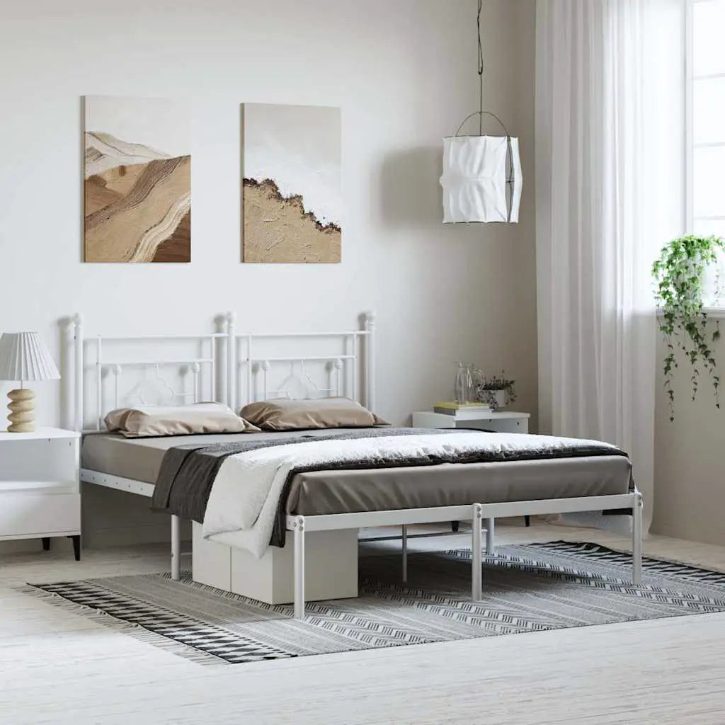 vidaXL Metal Bed Frame without Mattress with Headboard Black 75x190cm - from vidaXL