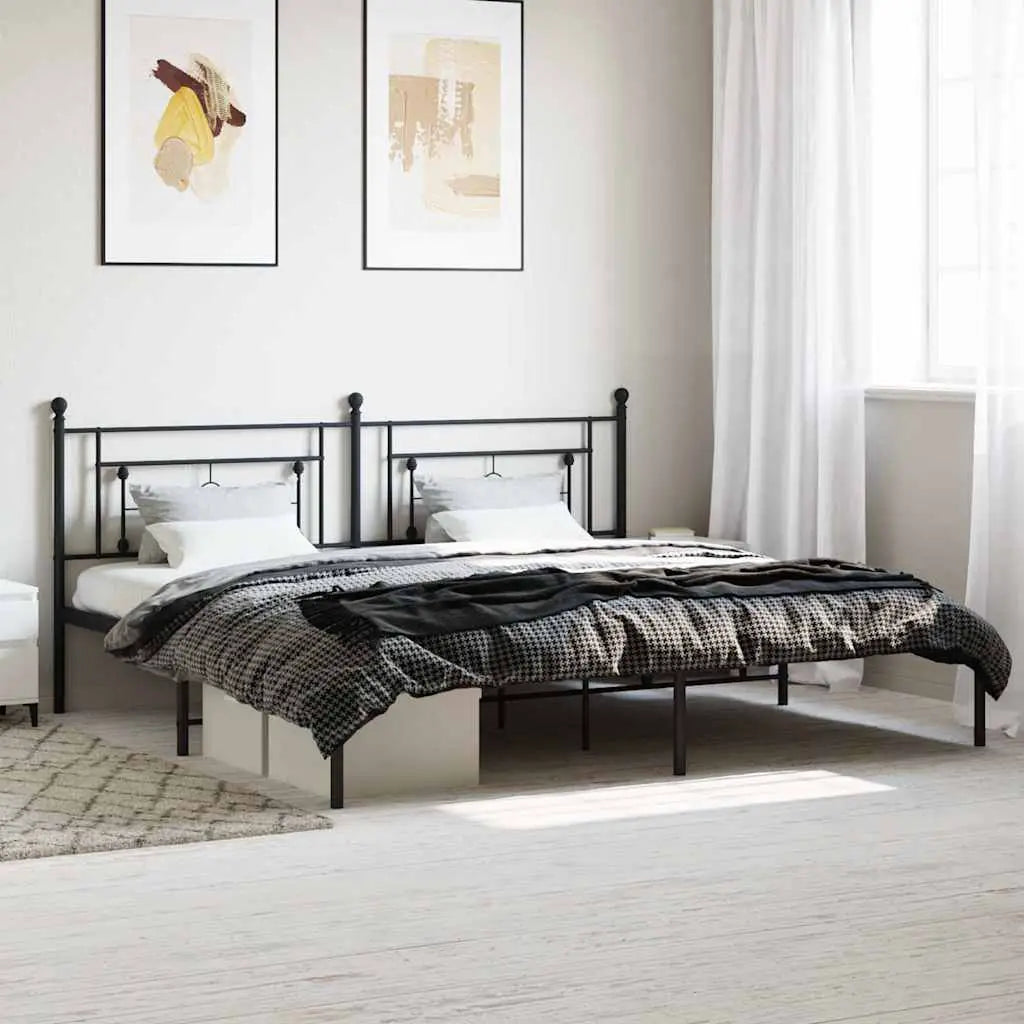 vidaXL Metal Bed Frame without Mattress with Headboard Black 75x190cm - from vidaXL