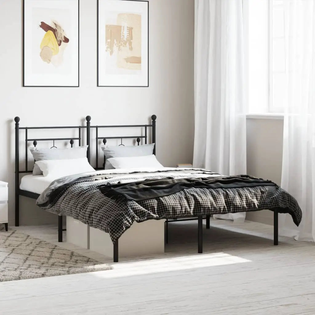 vidaXL Metal Bed Frame without Mattress with Headboard Black 75x190cm - from vidaXL