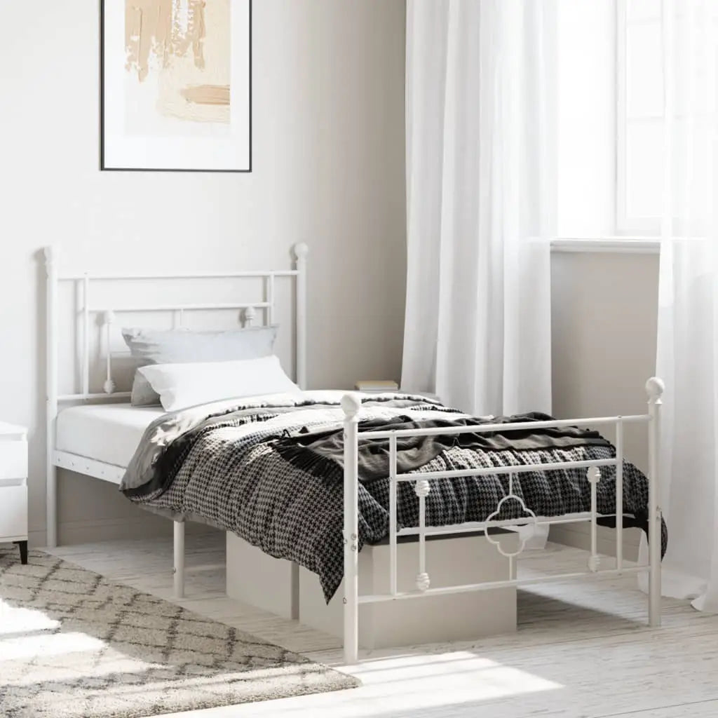 vidaXL Metal Bed Frame without Mattress with Headboard Black 75x190cm - from vidaXL