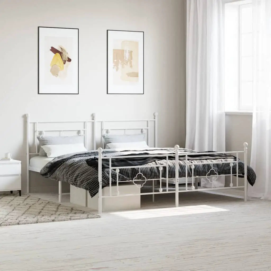 vidaXL Metal Bed Frame without Mattress with Headboard Black 75x190cm - from vidaXL