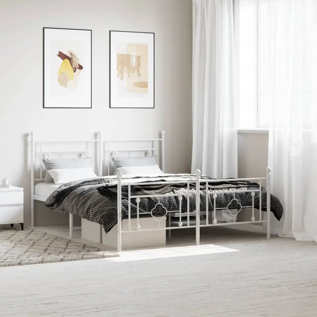 vidaXL Metal Bed Frame without Mattress with Headboard Black 75x190cm - from vidaXL