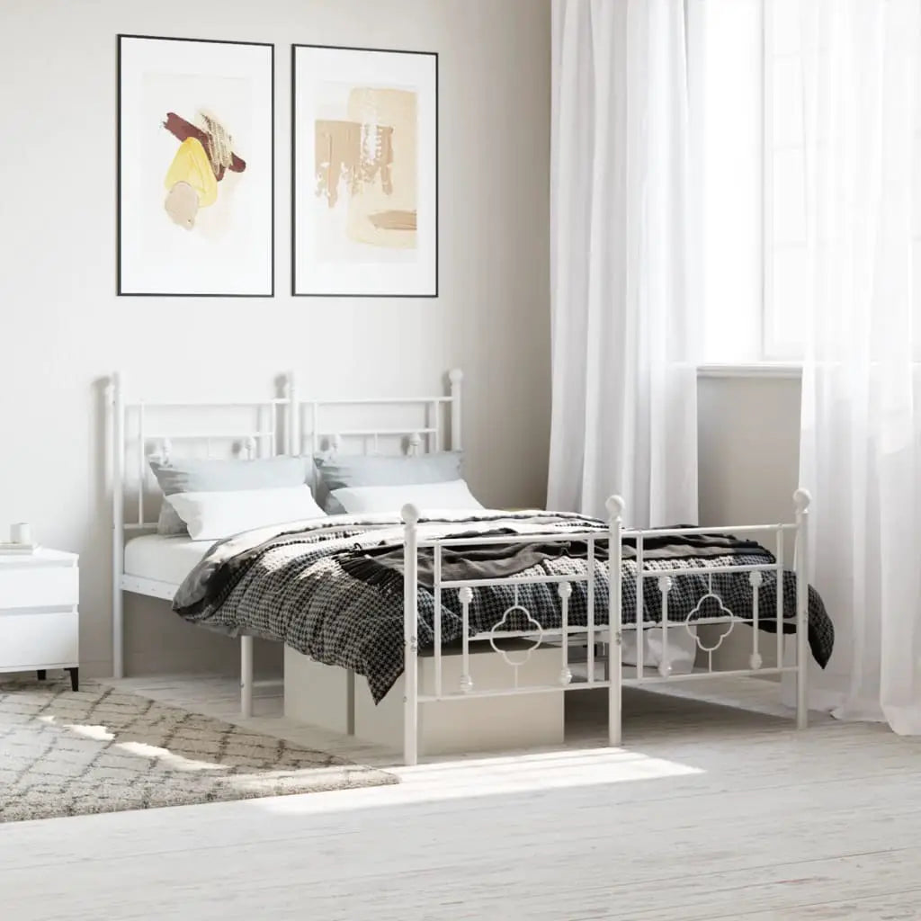 vidaXL Metal Bed Frame without Mattress with Headboard Black 75x190cm - from vidaXL