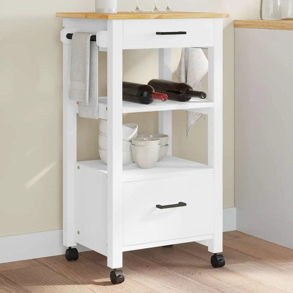 vidaXL Kitchen Trolley MONZA Black 48 x 40 x 88.5 cm Solid Pine Wood - from vidaXL