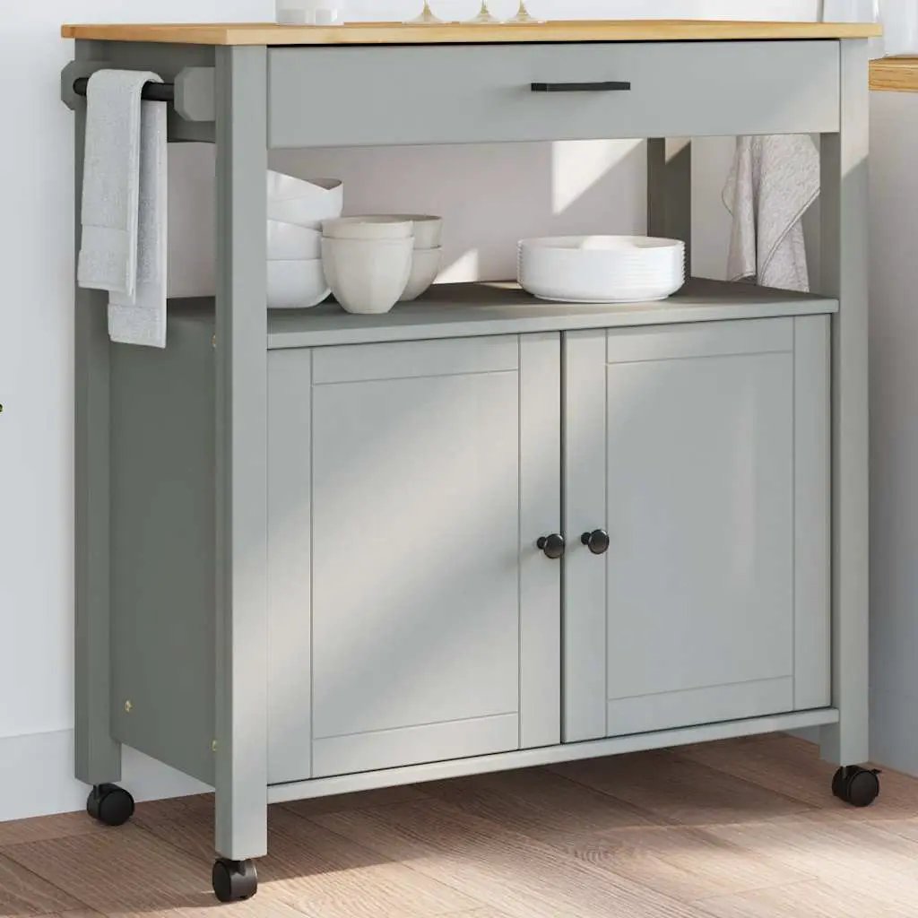 vidaXL Kitchen Trolley MONZA Black 60 x 40 x 88.5 cm Solid Pine Wood - from vidaXL