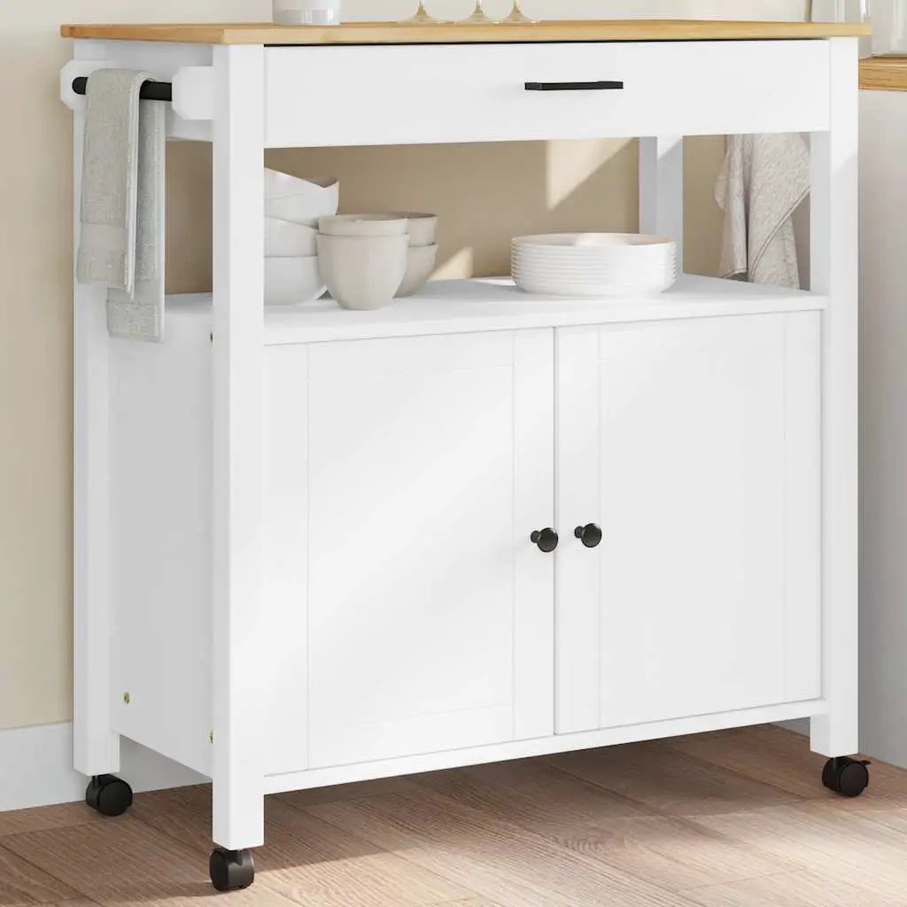 vidaXL Kitchen Trolley MONZA Black 60 x 40 x 88.5 cm Solid Pine Wood - from vidaXL