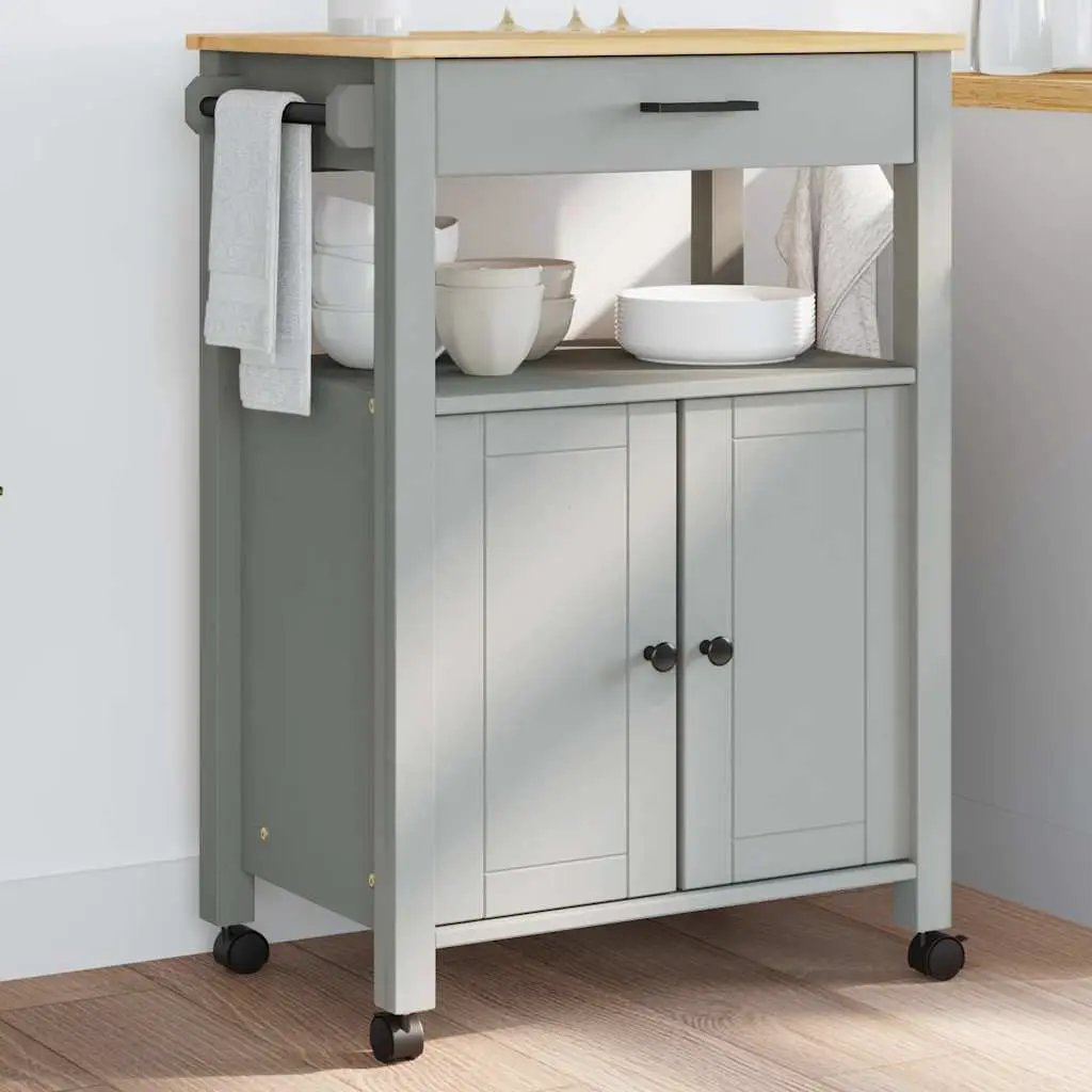 vidaXL Kitchen Trolley MONZA Black 60 x 40 x 88.5 cm Solid Pine Wood - from vidaXL