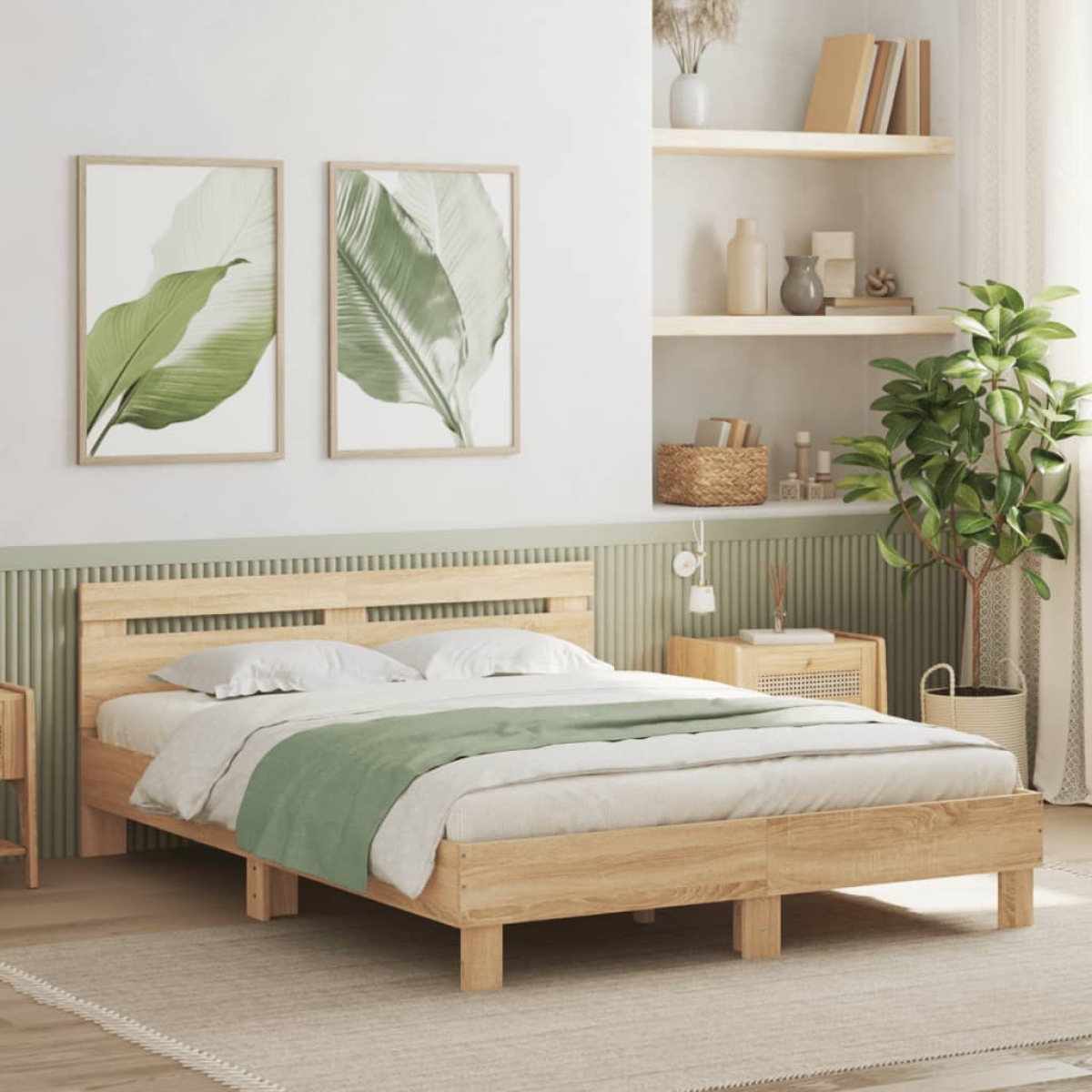 vidaXL Bed Frame Old Wood 203 x 95 x 70 cm Engineered Wood - from vidaXL