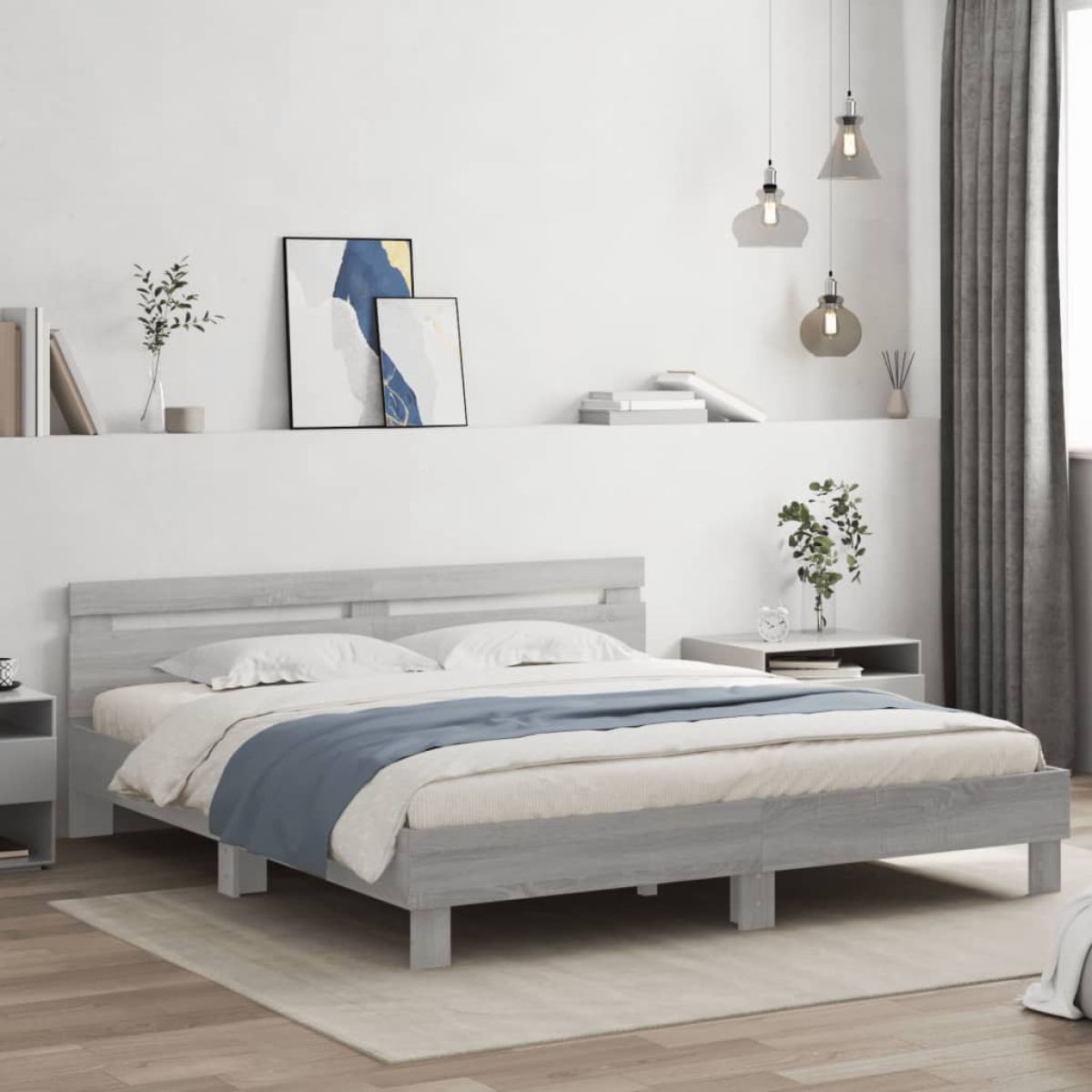 vidaXL Bed Frame Old Wood 203 x 95 x 70 cm Engineered Wood - from vidaXL